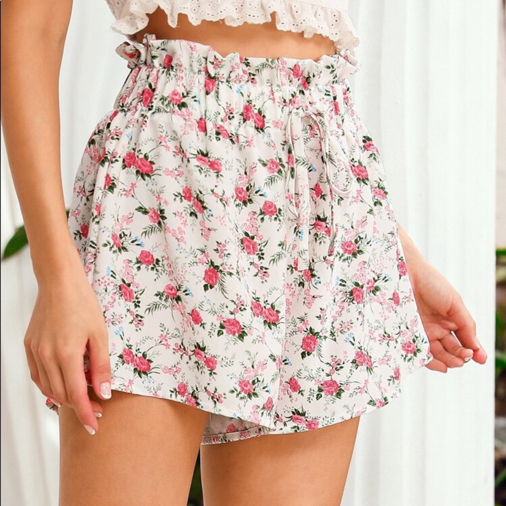 shein paperbag floral shorts